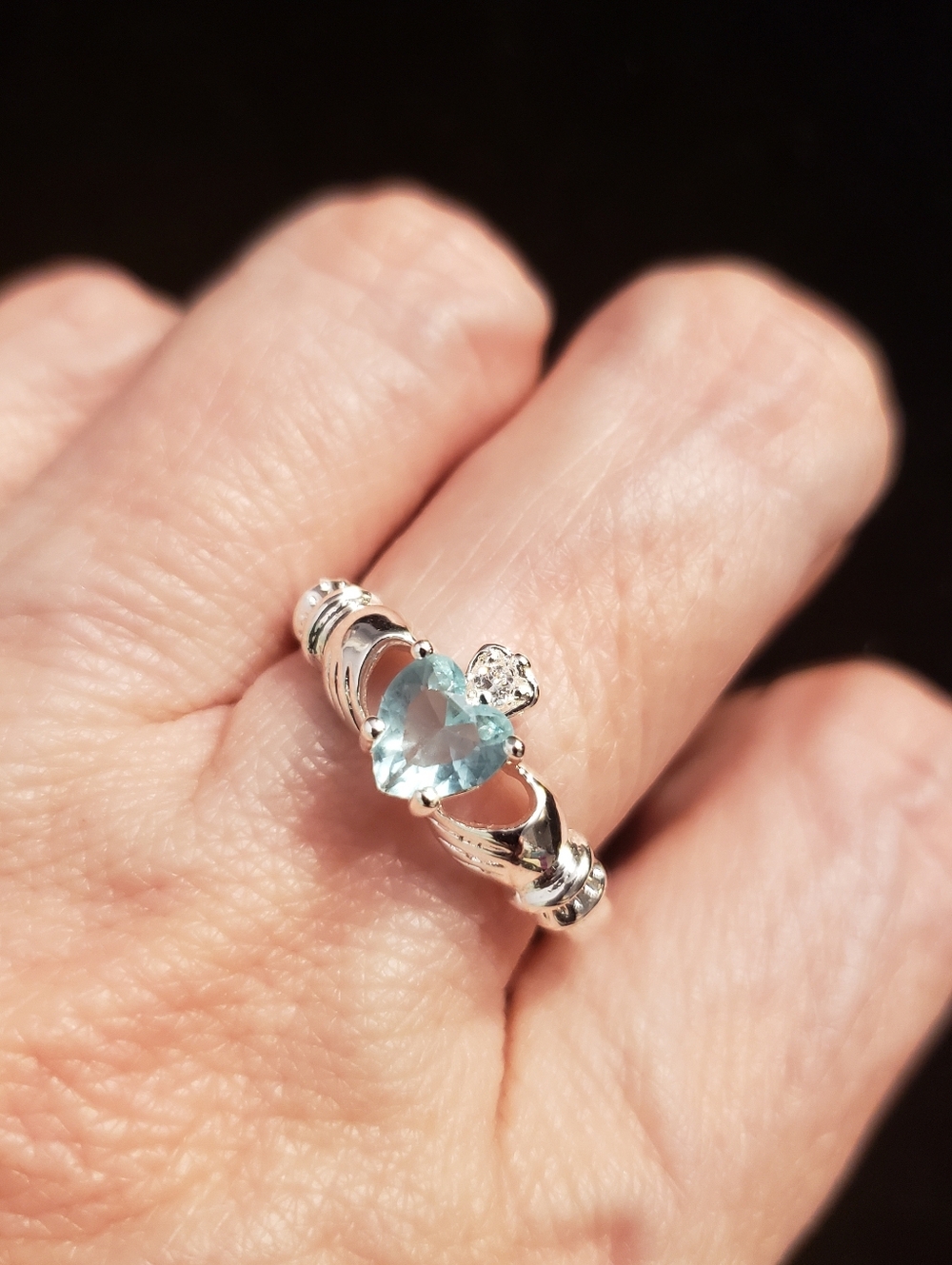 NEW Aquamarine Ring, Stamped Sterling, Size 8.5, Loving Gift - Picture 5 of 6